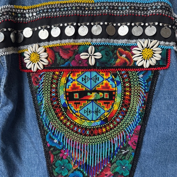 Kyama Handmade Levi's Embellished Vintage Denim Jacket Size M - Picture 3 of 7